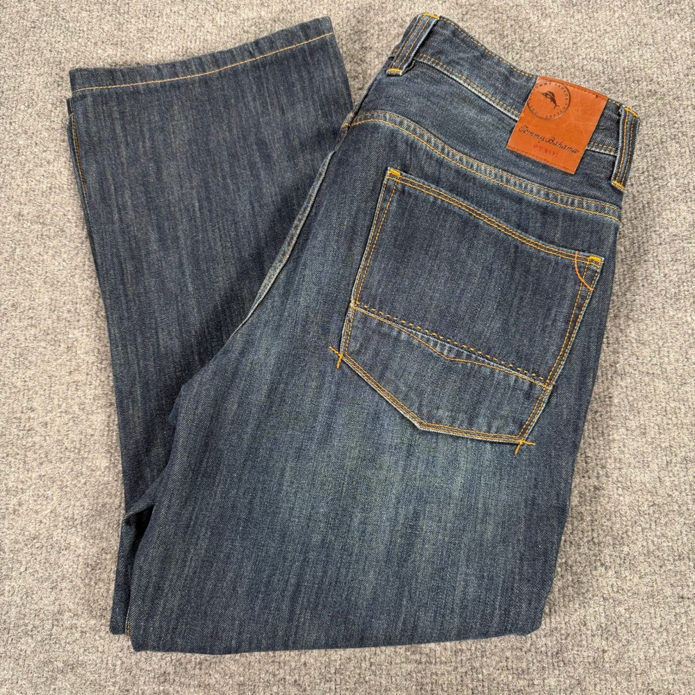 Tommy Bahama Barbados Bootcut Jeans Mens 33x30 Dark Wash Denim Blue #4126